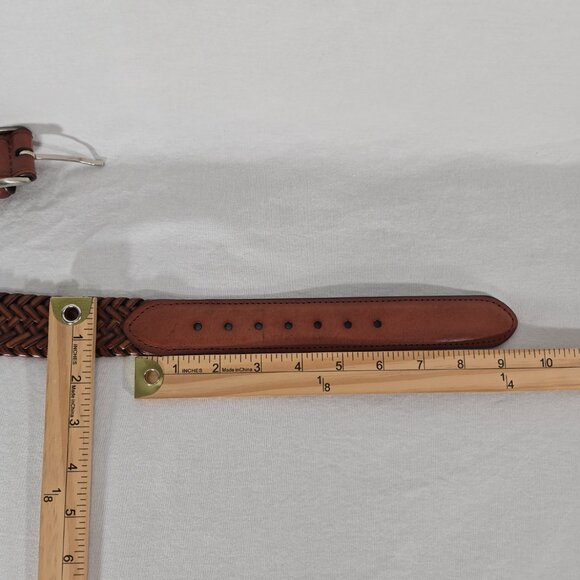 VINTAGE Hipster Western Genuine BROWN Leather Bonded Lacing BELT Men's Size 34. - Picture 17 of 17